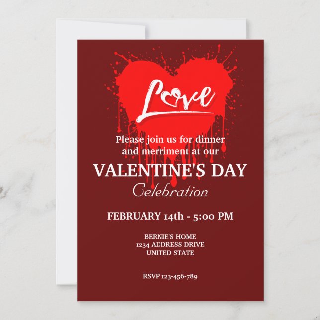 INVITATION VALENTINES JOURNÉE FÊTE AVEC AMOUR DU COEUR ROUGE (Devant)