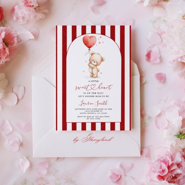 Invitation Valentines Sweetheart Teddy Bear Baby Shower (Créateur téléchargé)