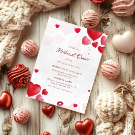 Invitation Valentne pink and red heart Rehearsal Dinner