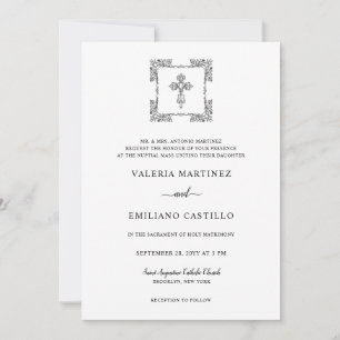 Invitation Valeria Mariage de script noir moderne avec RSVP