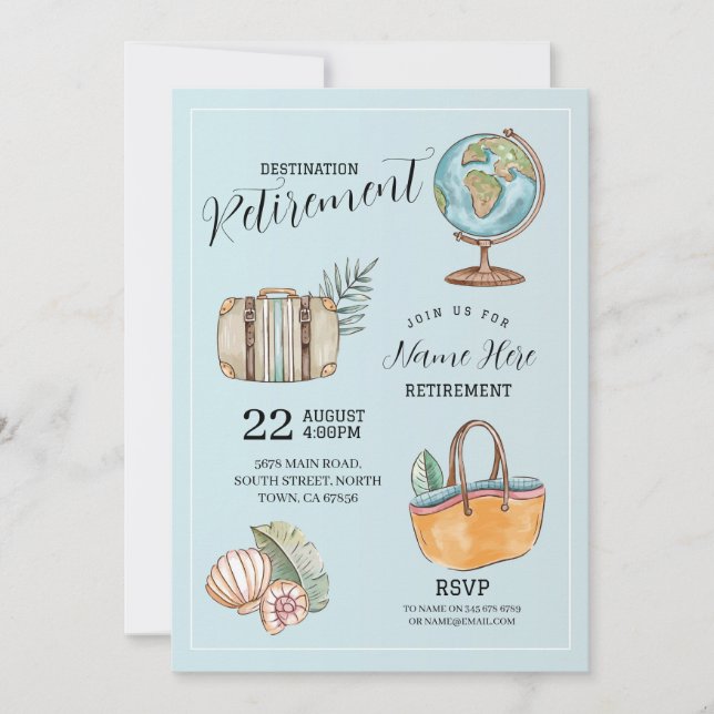 Invitation Valise mondiale pour la fête de retraite des femme (Devant)