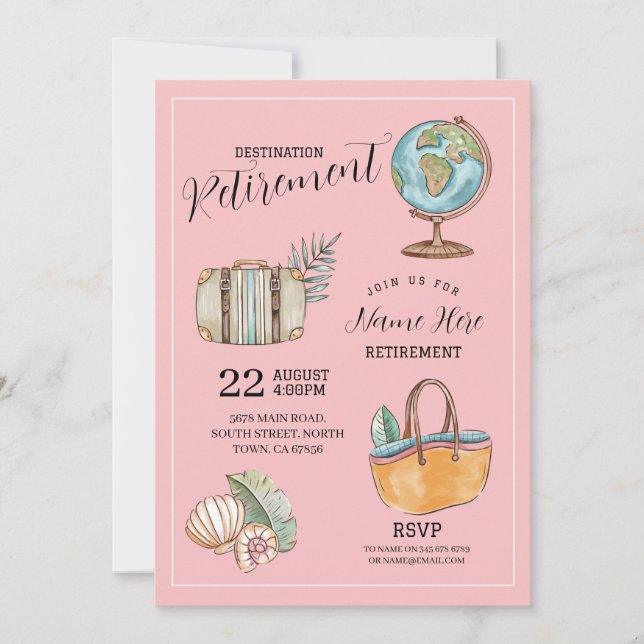 Invitation Valise tenue de soirée de départ à la retraite pou (Devant)