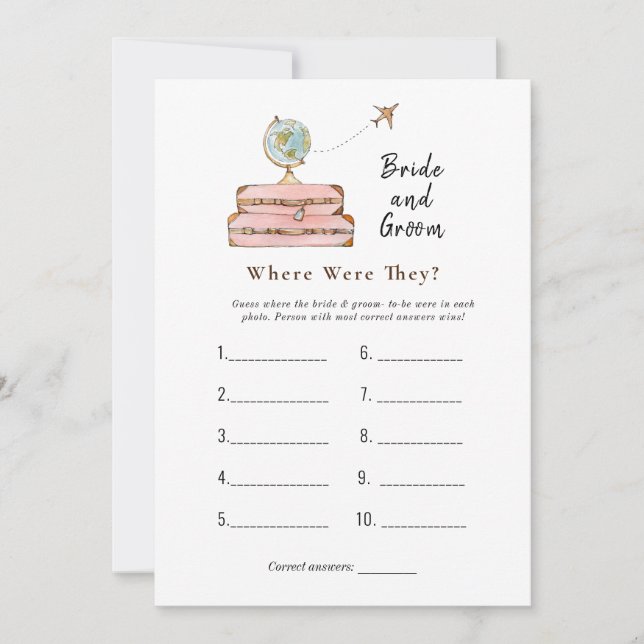 Invitation Valises "Où étaient-ils" Jeu de douche nuptiale (Devant)