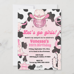 Invitation Vamos Chicas Cowgirl Space Rodéo Disco Cumpleaños