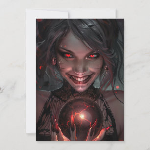 Invitation Vampire femelle souriant avec un orbe