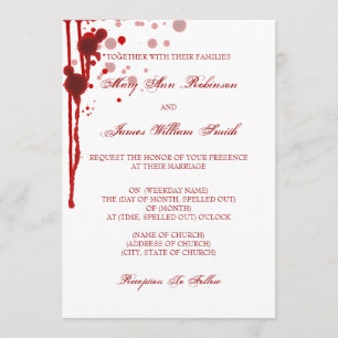 Invitation Vampire Halloween Mariage faux sang rouge