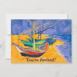 Invitation Van Gogh Bateaux Plage impressionniste