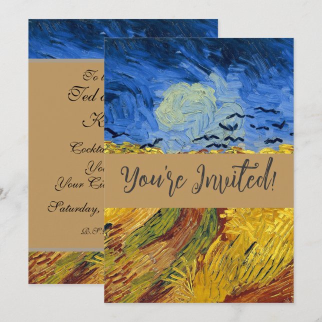 Invitation Van Gogh Champs de blé Impressionniste Peinture (Devant / Derrière)