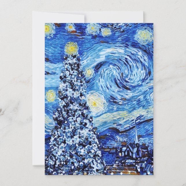 Invitation Van Gogh - La Nuit étoilée - Blanc Noël T-Sh (Devant)
