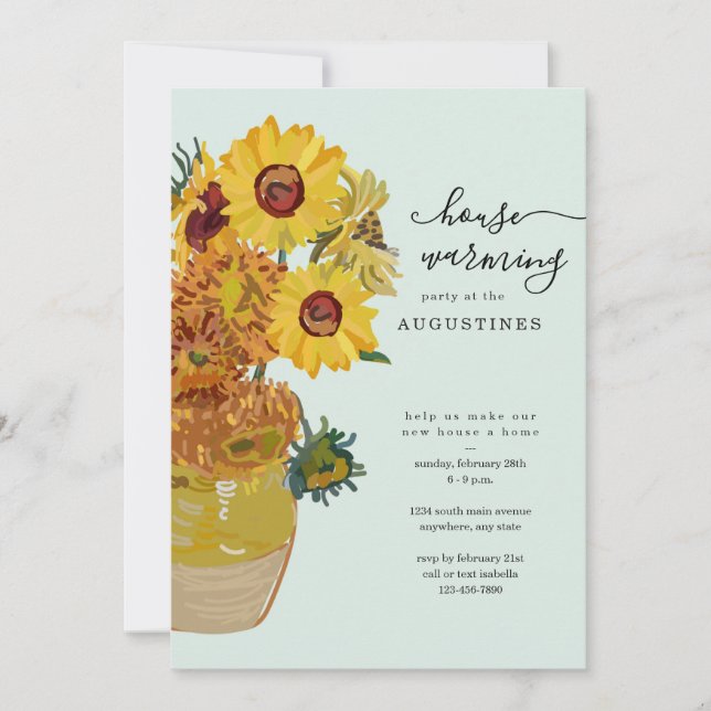 Invitation Van Gogh Sunflowers Fête du réchauffement de la ma (Devant)