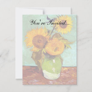 Invitation Van Gogh - Trois tournesols dans un vase - Beaux-a