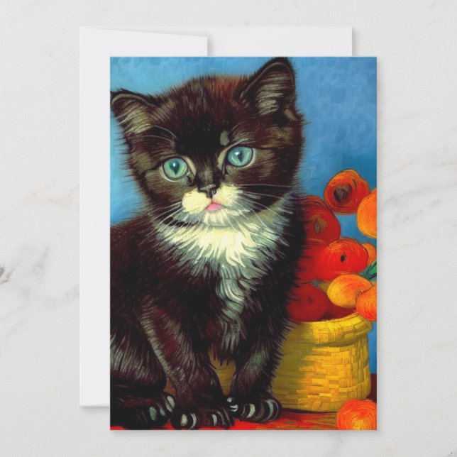 Invitation Van Gogh Tuxedo Cat (Devant)