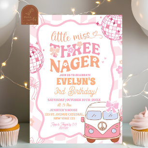 Invitation Van Rétro Pastel Groovy Little Miss Threenager