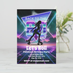 Invitation Vaporwave Roller Skate fête d'anniversaire