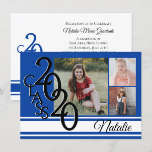 Invitation Varsity Blue 2020 Graduation Tri Photo