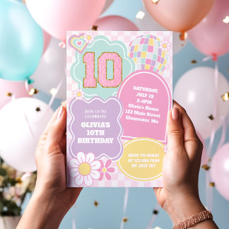 Invitation Varsity pastel patch 10e Anniversaire