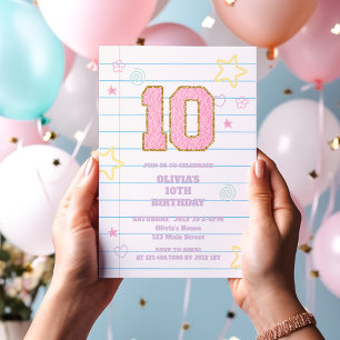 Invitation Varsity pastel patch carnet 10e anniversaire