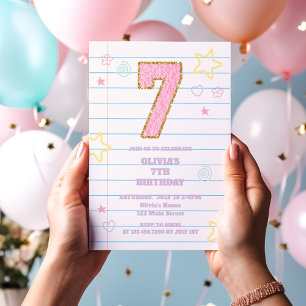 Invitation Varsity pastel patch carnet 7e anniversaire