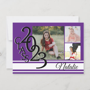 Invitation Varsity Purple 2023 Graduation Tri Photo