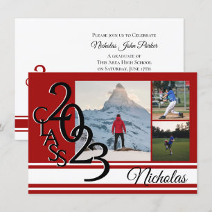 Invitation Varsity Red 2023 Graduation Tri Photo