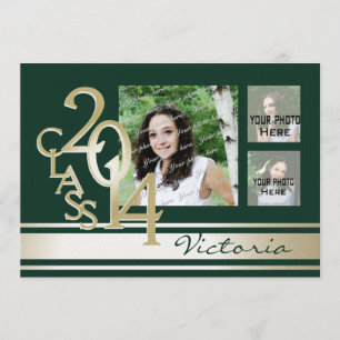 Invitation Varsity Stripe Tri photo vert et or