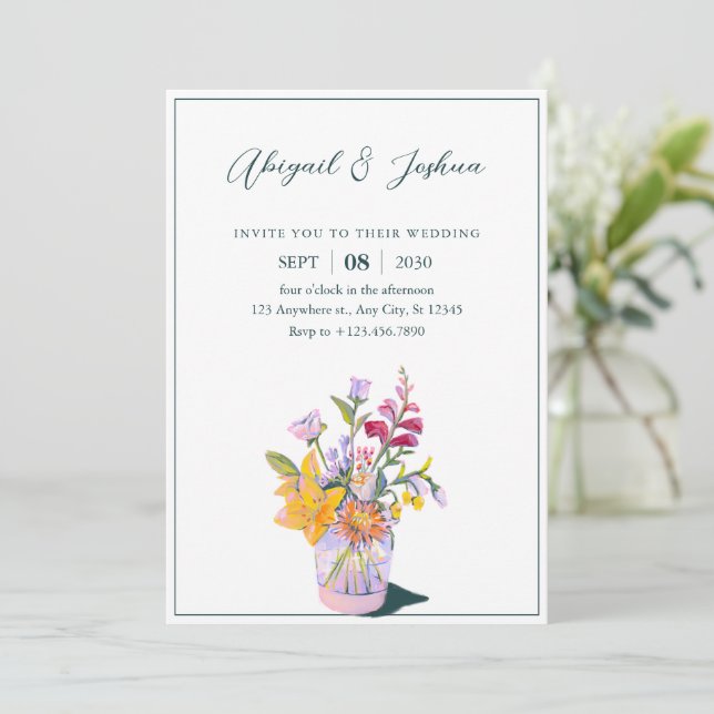Invitation vase bouquet mariage (Debout devant)