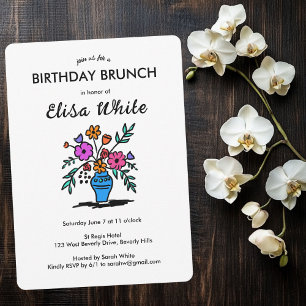 Invitation Vase florale Rustique Whimsical Anniversaire Fête 