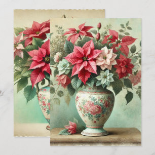 Invitation Vase Vintage d'aquarelle de Poinsettia