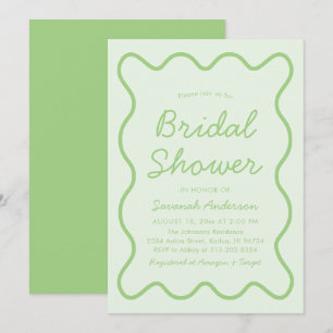 Invitation Vastes Moderne Courbe Rétro Sage Fête des mariées