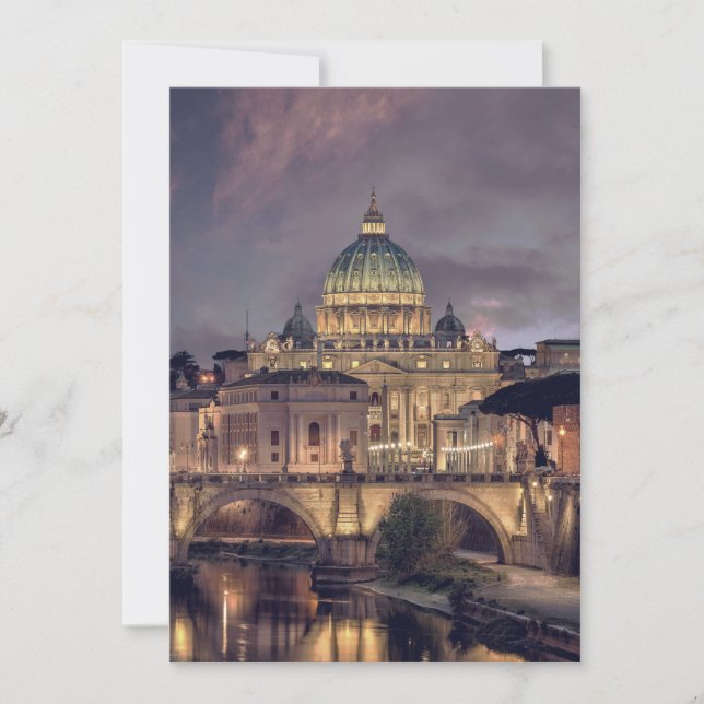 Invitation Vatican night sky destination wedding Rome Italy (Devant)