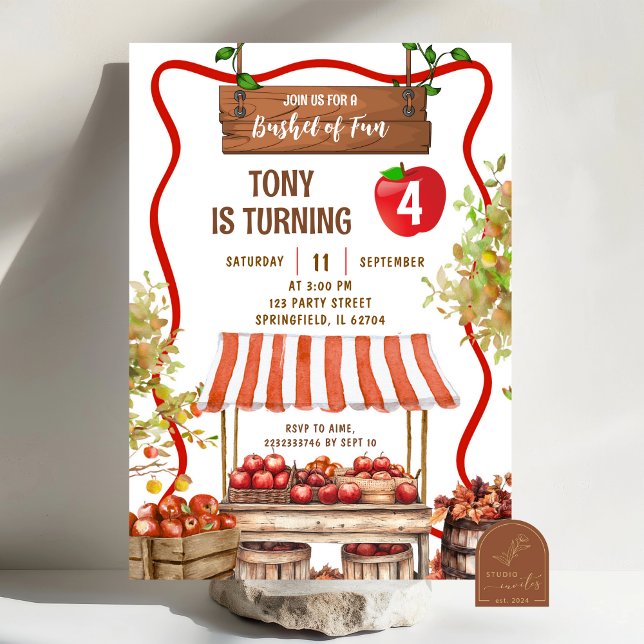 Invitation Vave Quirky Orchard Patch Sexe Neutre Anniversaire (Créateur téléchargé)