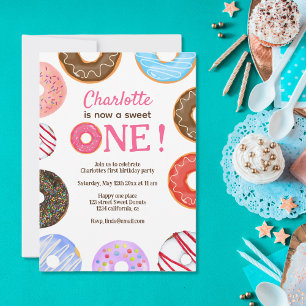 Invitation Vector Cute beignets Sweet Un 1er anniversaire