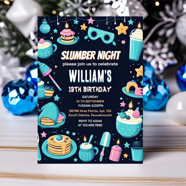 Invitation vedettes nocturnes Sleepover Fête de bois 13e anni (Créateur téléchargé)