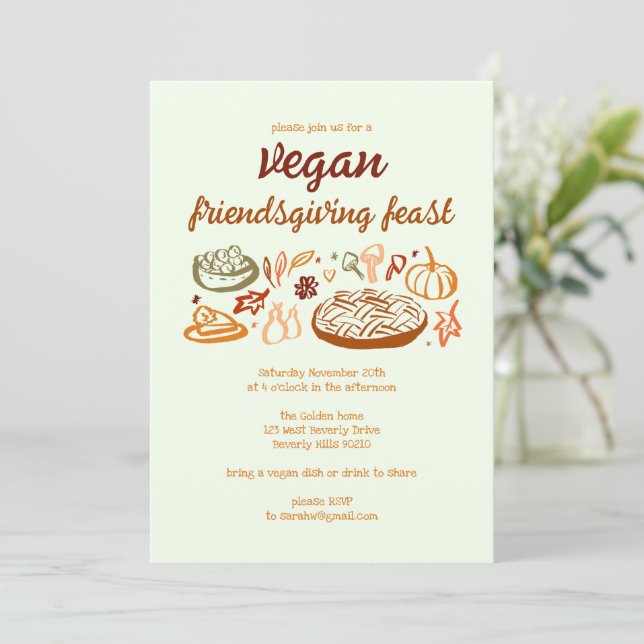 Invitation VEGAN Whimsgiving Friendsgiving CUSTOM (Debout devant)
