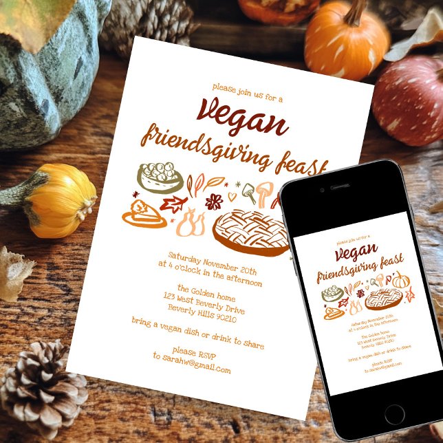 Invitation VEGAN Whimsgiving Friendsgiving CUSTOM (Whimsical VEGAN VEGETARIAN Thanksgiving Friendsgiving CUSTOM Invitation Digital Download Evite
)