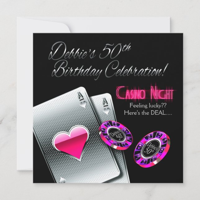 Invitation Vegas Casino Party 50e anniversaire (Devant)