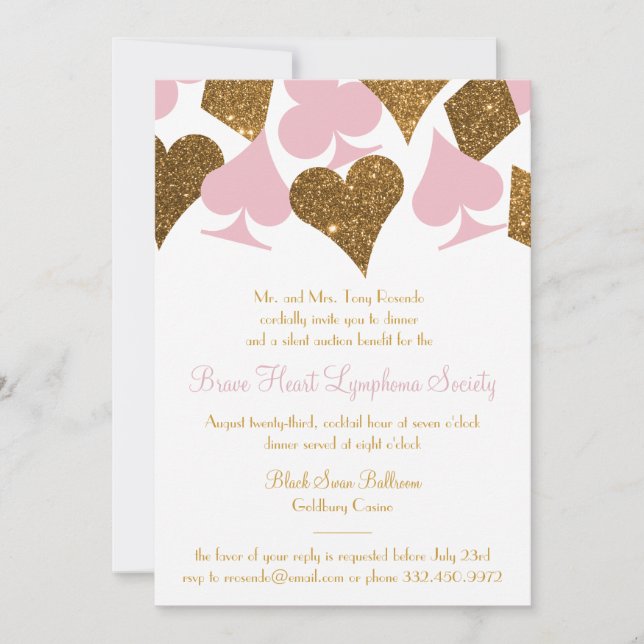 Invitation Vegas Casino Party Faux Gold Parties scintillant e (Devant)