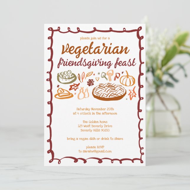Invitation VÉGÉTARIEN Whimsgiving Friendsgiving (Debout devant)