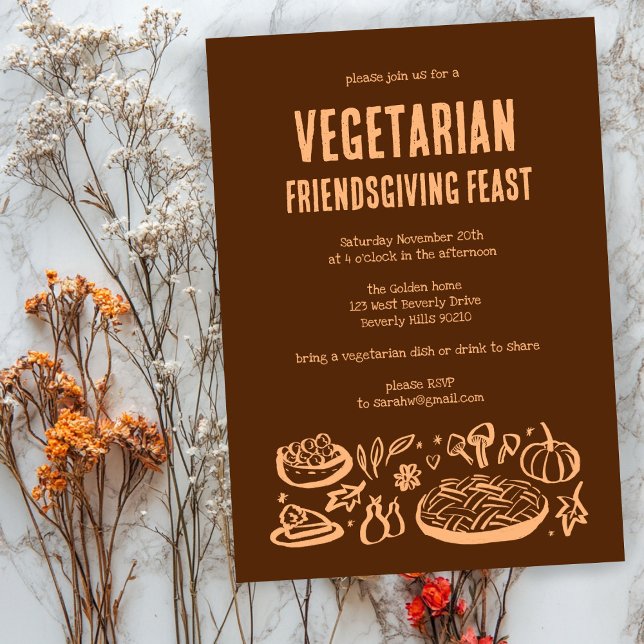 Invitation VÉGÉTARIEN Whimsgiving Friendsgiving (Whimsical VEGETARIAN VEGAN Thanksgiving Friendsgiving Invitation
)