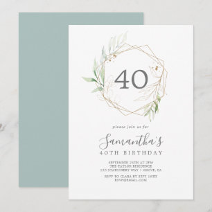 Invitation Végétation aérienne et feuille d'or 40e anniversai