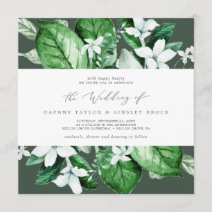 Invitation Végétation boisée   Hunter Green Mariage Carré