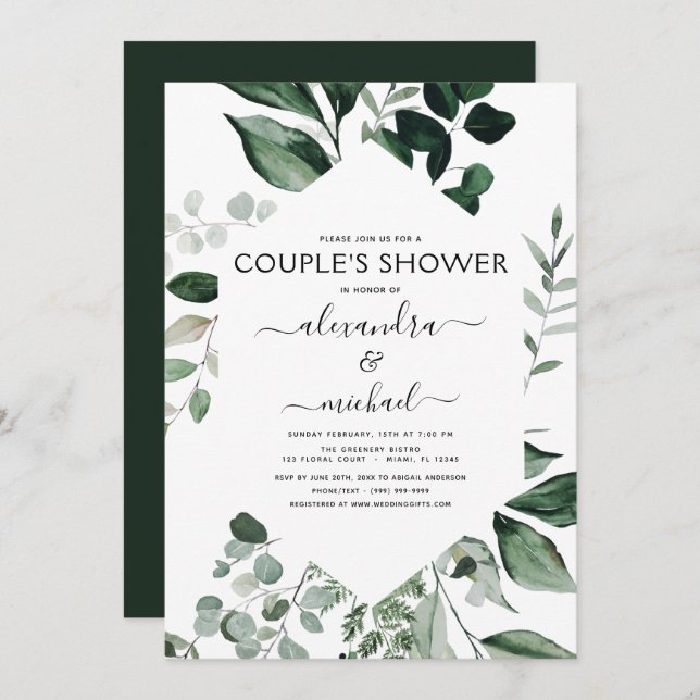 Invitation Végétation botanique Foliage Couple's Shower Invit (Devant / Derrière)