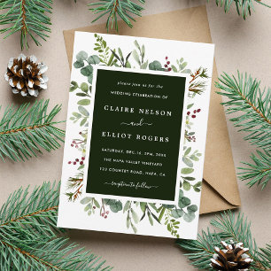 Invitation Végétation botanique Noël Vacances Mariage vert