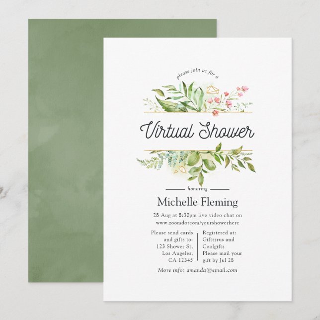 Invitation Végétation cristalline géométrique Douche virtuell (Devant / Derrière)