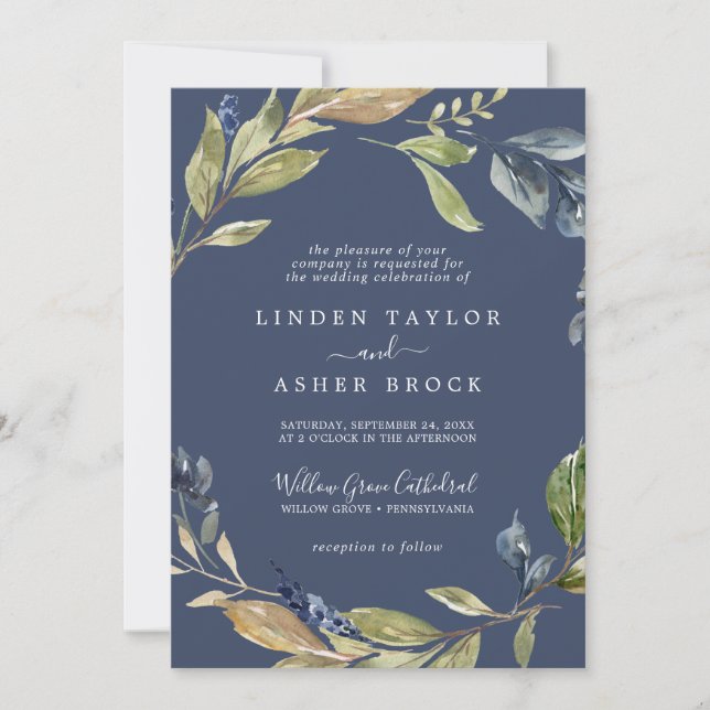 Invitation Végétation d'automne | Mariage officiel de la Mari (Devant)