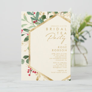Invitation Végétation de Noël moderne   Cream Bridal Tea Part