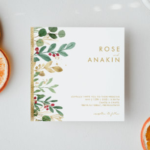 Invitation Végétation de Noël moderne Mariage Carré blanc