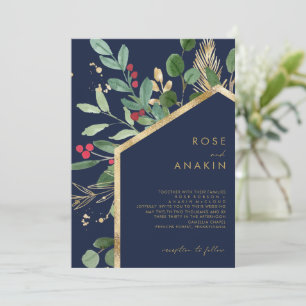 Invitation Végétation de Noël moderne   Mariage de marine