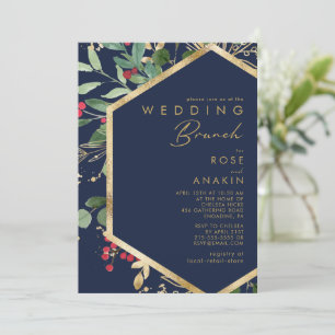 Invitation Végétation de Noël moderne Mariage de marine Bru