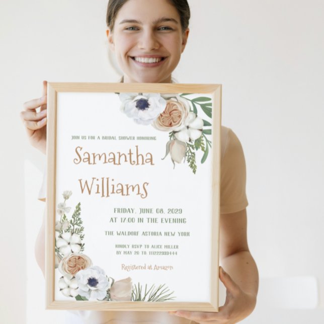 Invitation Végétation d'hiver Fête des mariées florale de pin (Créateur téléchargé)